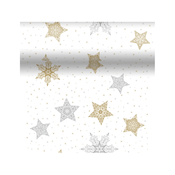 Duni Dunicel Tafelloper/Placemats 0,4x4,8m Snowstars White
