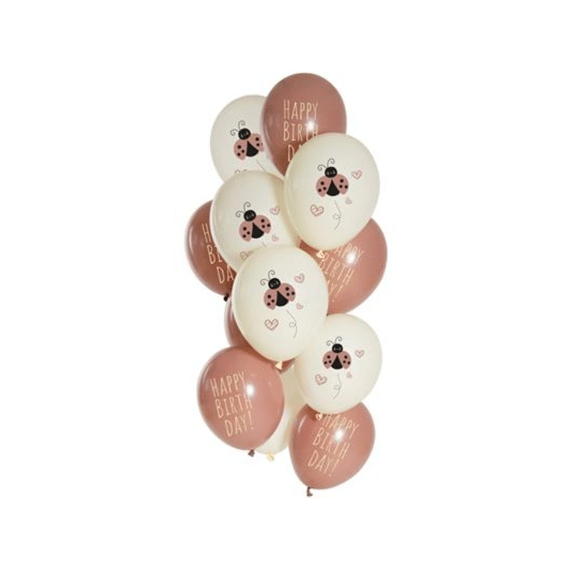 Ballon 33cm Birthday Ladybug 12stuks