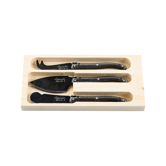 Laguiole Kaasmessenset 3-delig Black Stonewash