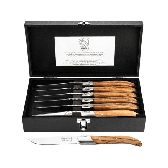 Laguiole Luxury Line Steakmes 6stuks Olijfhout