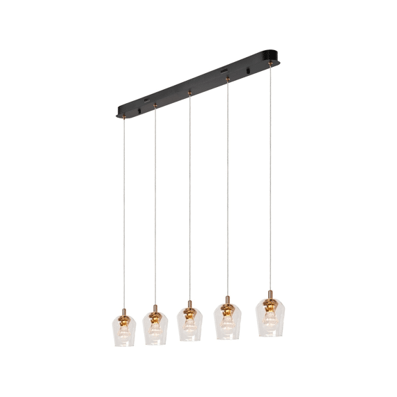Lucide Berliane Hanglamp Led Dimb. 5x4w 2700k Met Vervangbare Ledmodule Transparant