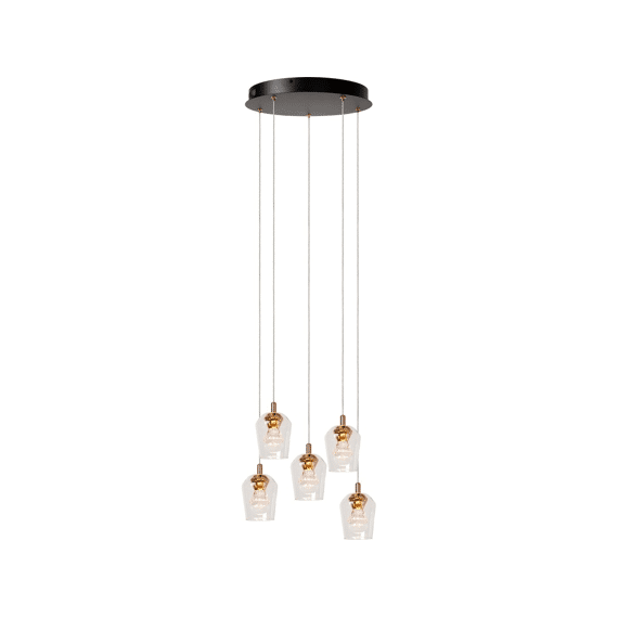 Lucide Berliane Hanglamp Ø 34 Cm Led Dimb. 5x4w 2700k Met Vervangbare Ledmodule Transparant