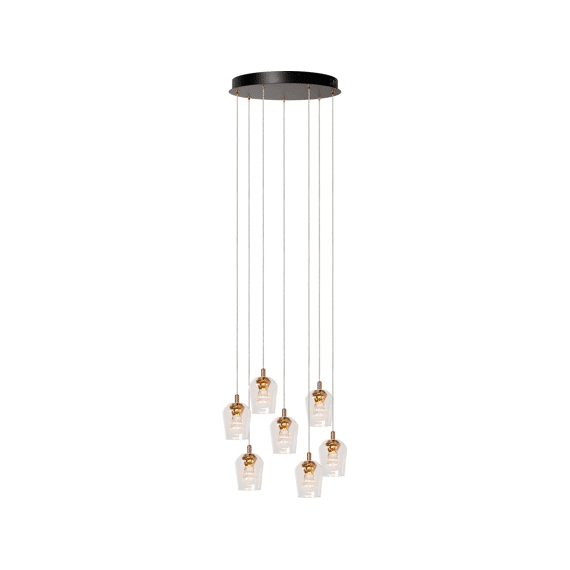 Lucide Berliane Hanglamp Ø 39 Cm Led Dimb. 7x4w 2700k Met Vervangbare Ledmodule Transparant