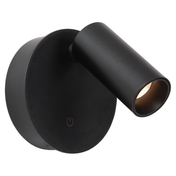 Lucide Toni Oplaadbare Wandspot / Wandlamp Accu/batterij Ø 8,1 Cm Led Dimb Magnetisch Zwart