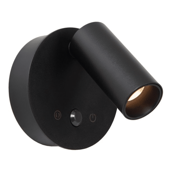 Lucide Toni Oplaadbare Wandspot / Wandlamp Accu/batterij Ø 8,1 Cm Led Dimb. Magnetisch Zwart