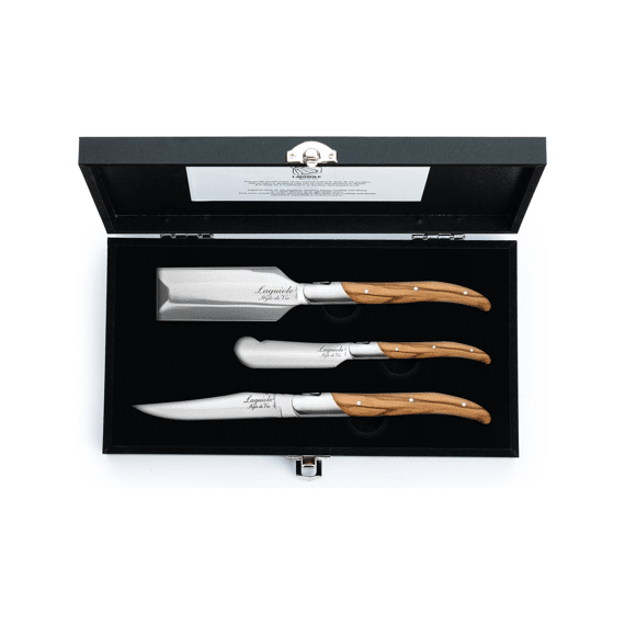Laguiole Luxury Line Charcuterieset 3-delig Olijfhout