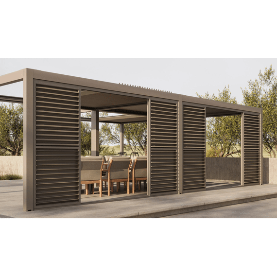 Suns Luxe Schuifdeuren 371cm Voor Zijde Van 395cm Camel Sand 4st.