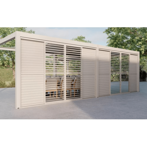 Suns Luxe Louvre Wand 95.3cm Voor Gazebo Zijde 3.05m Camel Sand