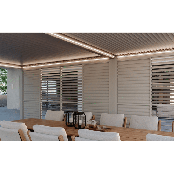 Suns Luxe Louvre Wand 95.3cm Voor Gazebo Zijde 3.05m Camel Sand