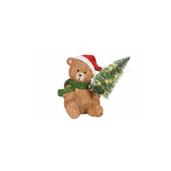 Kerst Decoratie Beer Zittend LED 10x9x12cm Rood/Groen