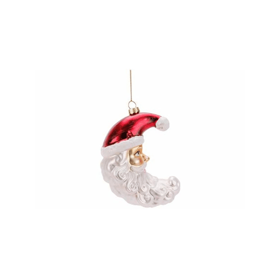 Kerst Hanger Santa Glas 9x6x12cm Rood/Wit