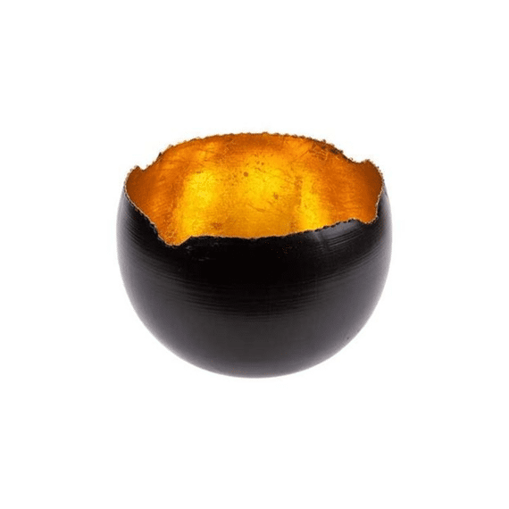 Cosy at Home Theelichthouder Rond 5x5cm Zwart Goud