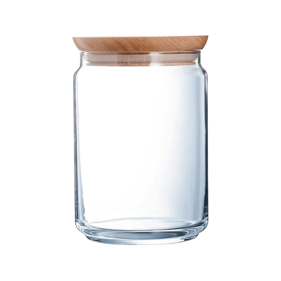 Luminarc Pure Jar Voorraadpot Glas Houten Deksel 1,00L