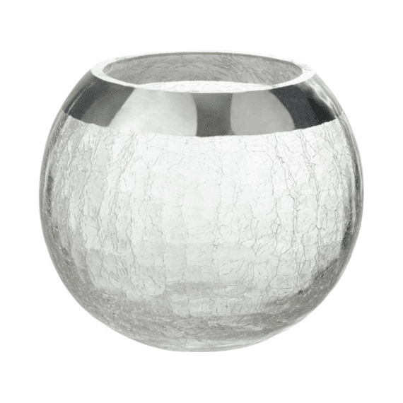 J-Line Kaarsenhouder Bol Craquele M Transparant/Zilver