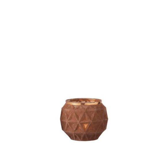 J-Line Theelicht Fluweel Bol Oker S 8x8x7cm