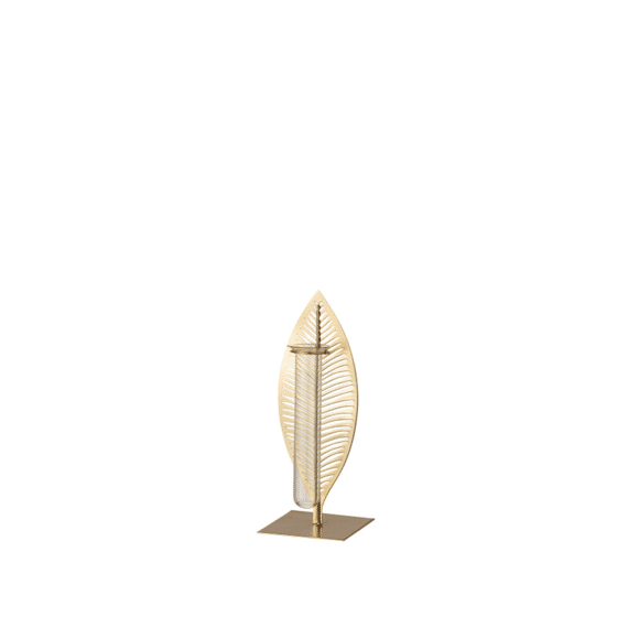 J-Line Vaasje Veer met Tube Metaal Goud Small 8,5x8,5x22cm