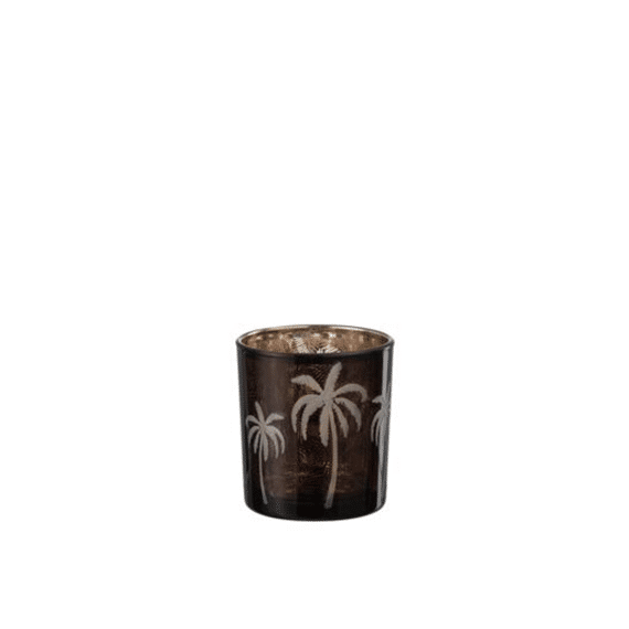 J-Line Theelichthouder Palmboom Bruin 7,3x7,3x8cm
