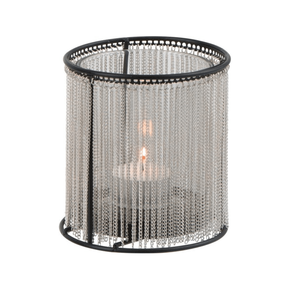 J-Line Windlicht Cilinder Ketting Zilver Small 10,8x10,8x11cm
