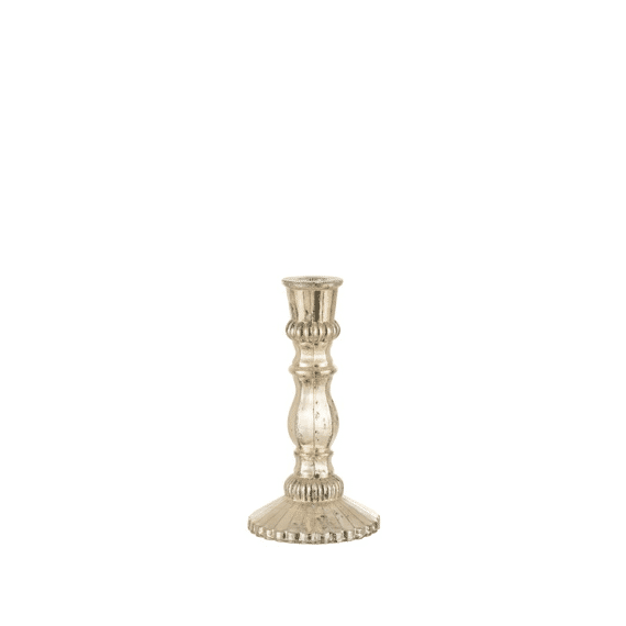 J-Line Kandelaar Oriental Glas Zilver S 9x15cm Assortiment