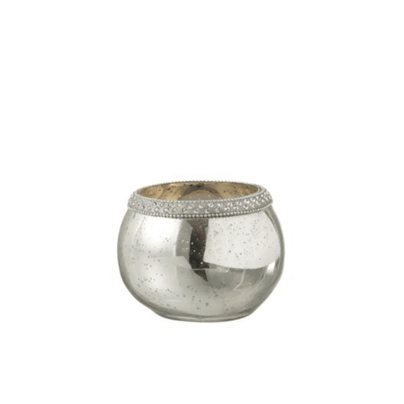 J-Line Windlicht Diamant Zilver S 10x10cm