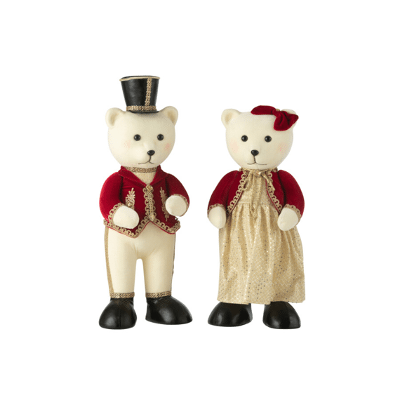 J-Line Beer met pup Staand Goud 22x9,2x15,2cm