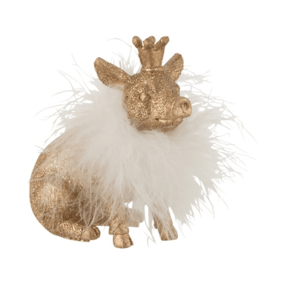 J-Line Varken Kroon Goud S 10x6x11cm