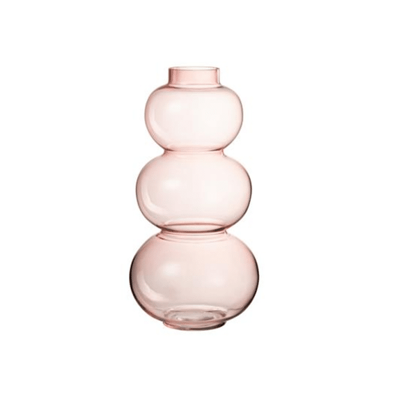 J-Line Vaas Glas 3 Bollen Large Roze 18,5x36cm