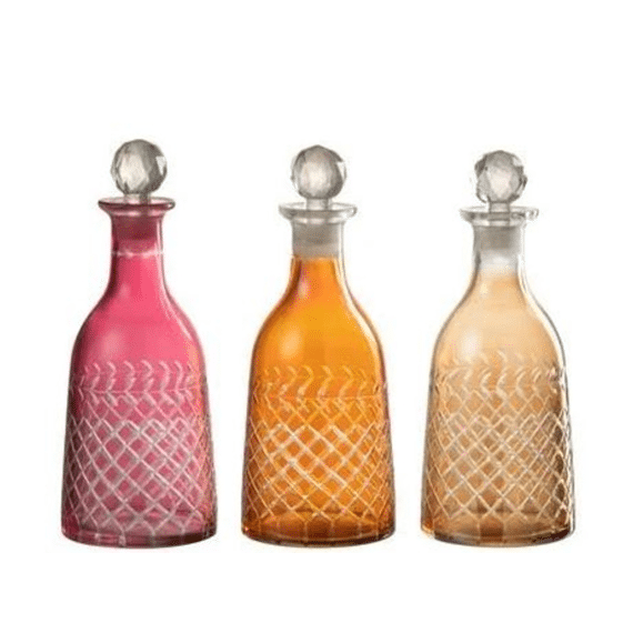 J-Line Karaf Glas Geruit Assortiment 10,5x28cm