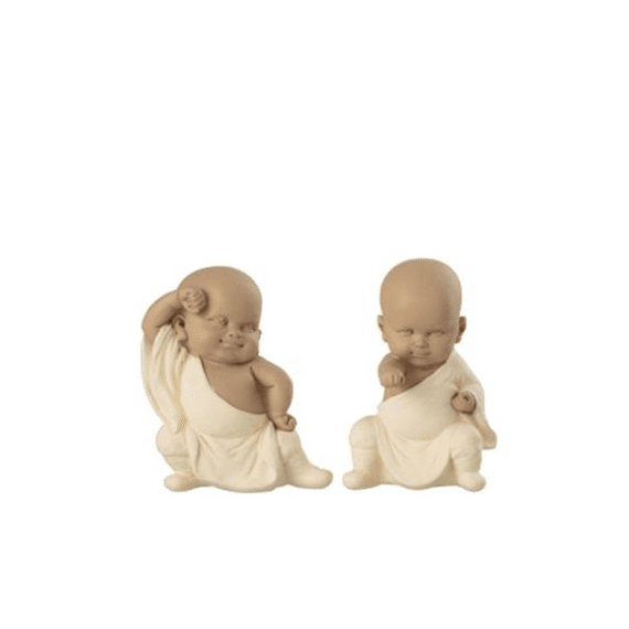 J-Line Decoratie Figuur Monnik Beige 7,5x7,5x11cm Assortiment