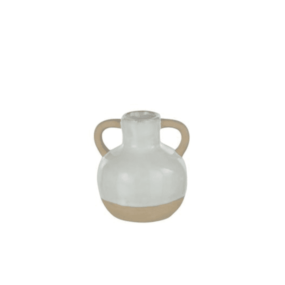 J-Line Vaas Wit/Beige 11x10,5x11,5cm