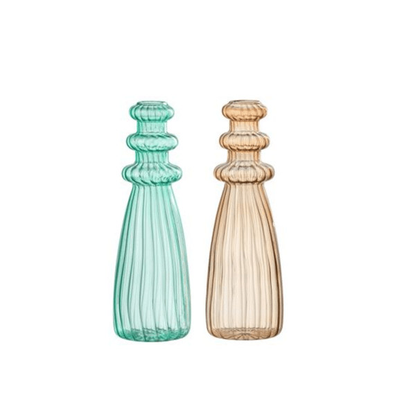 J-Line Vaas Lagen Aqua/Beige 7x21cm Assortiment