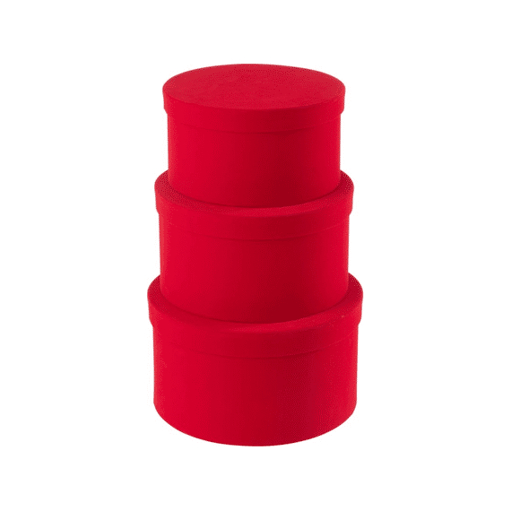 J-line Doos Rond Plat Fluweel L Rood Papier