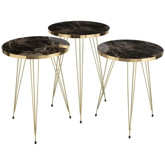 J-Line Bijzettafel Metaal Goud Large Zwart 34x34x56cm