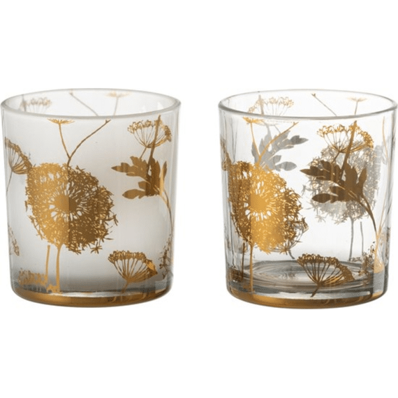 J-line T-lichthouder Paardenbloem Glas Assortiment 7,3x7,3x8cm