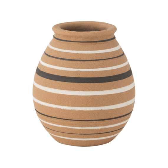 J-line Kruik Tukano Streep Terra Bruin / Zwart / Wit 23,5cm