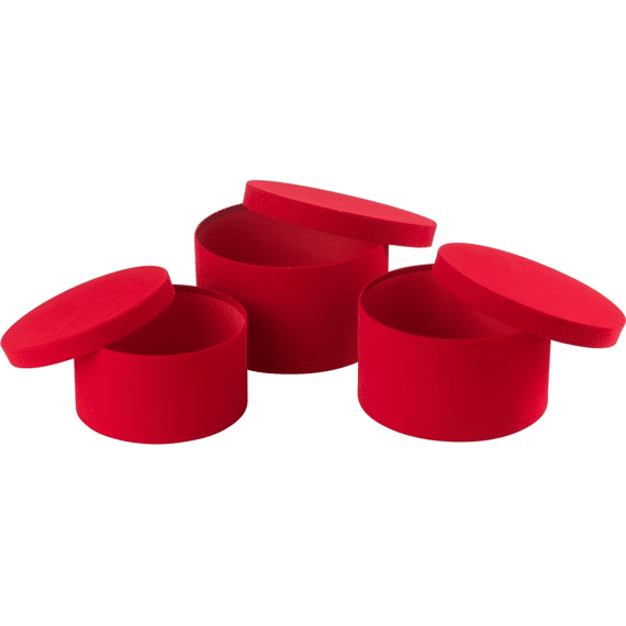 J-line Doos Rond Hoog Fluweel M Rood Papier