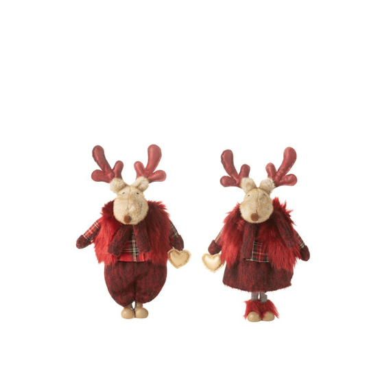 J-line Rendier Jongen / Meisje Hart S Assortiment Rood 22x16x40cm