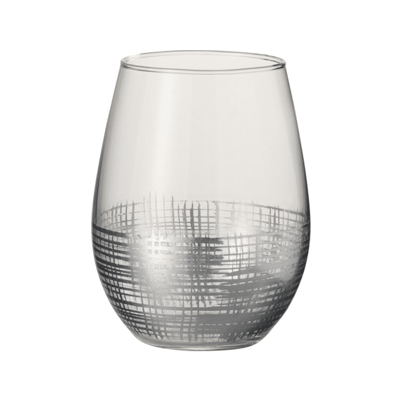 J-Line Glas Bol Raster Zilver