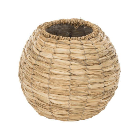 J-Line Vaas Yumi Bol Stro Natuur Small 17x17x15cm