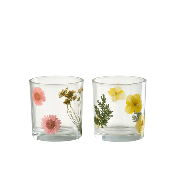 J-Line Theelichthouder Bloem 7x8cm Assortiment