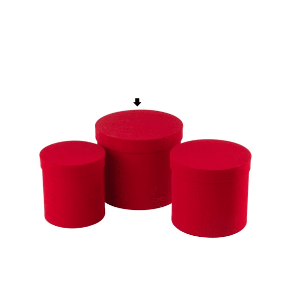J-line Doos Rond Hoog Fluweel L Rood Papier