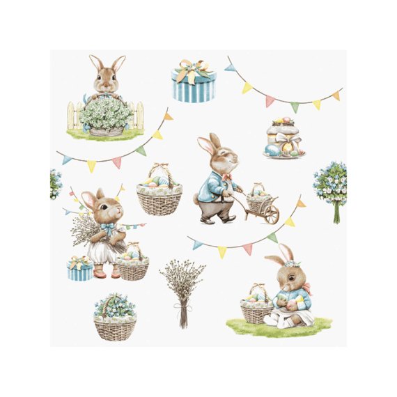 Duni Servetten 33x33cm 20stuks Bunny Joy