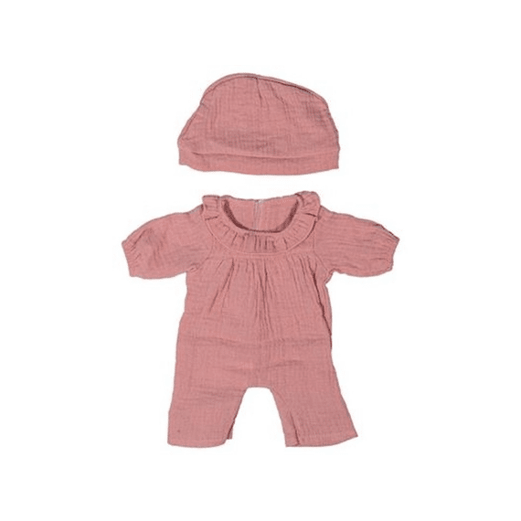 Miniland Pyjama Met Muts Roze 38cm