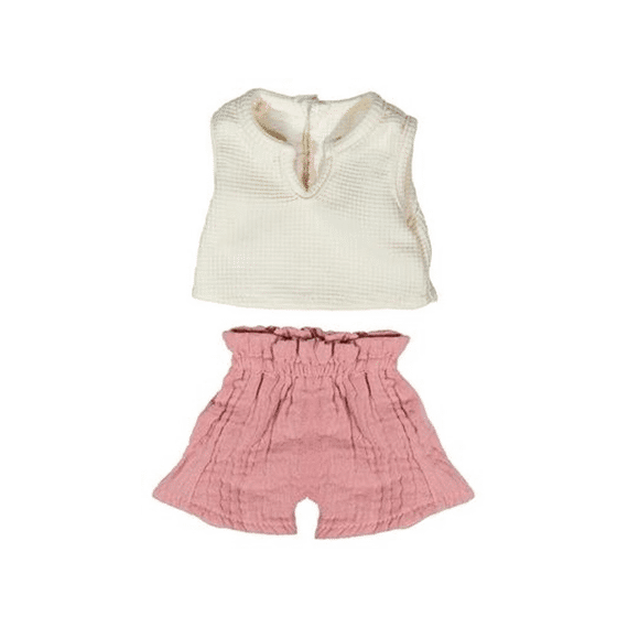 Miniland T-shirt Ecru En Shortje Roze 38cm