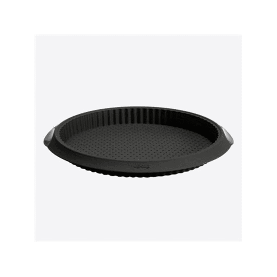 Lekué Taart/Quichevorm Geribd Silicone Zwart met Gaatjes 28x3,2cm