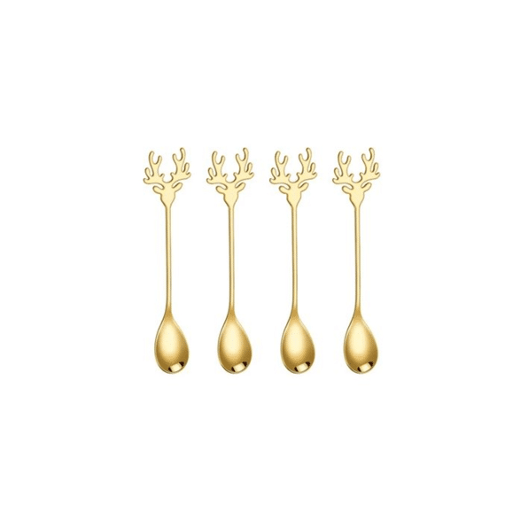 Dotz Koffielepel Kerstmis 14cm 4stuks Goud