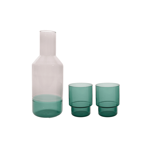 Point-Virgule Karaf 1000ml + 2 Glazen 220ml Groen Grijs