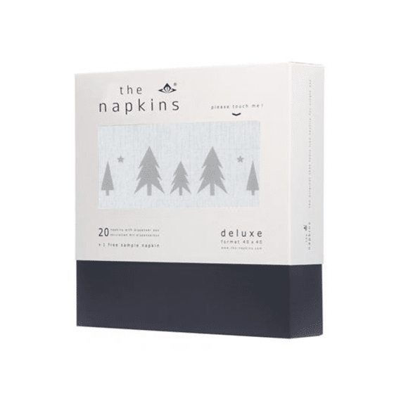 The Napkins Servetten 40cm 20stuks Kerstbomen Zilver