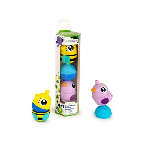 Lalaboom Tube Educatieve Kralen met 2 Dieren 6st Vogel Lila