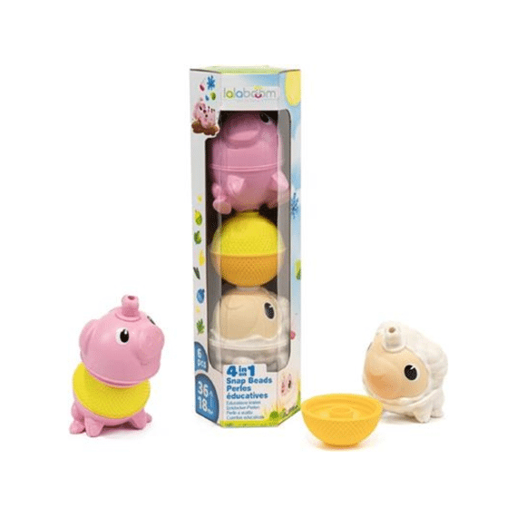 Lalaboom Tube Educatieve Kralen met 2 Dieren 6st Schaap en Varken